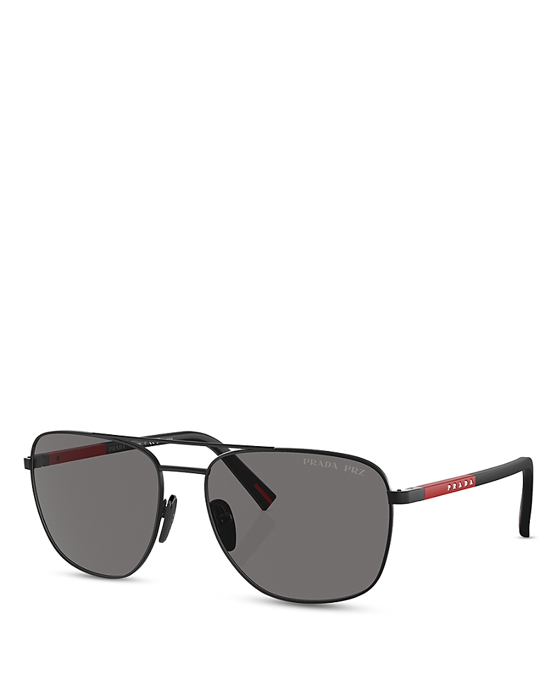 Prada Linea Rossa Oval Sunglasses, 60mm In Black/gray Polarized Solid