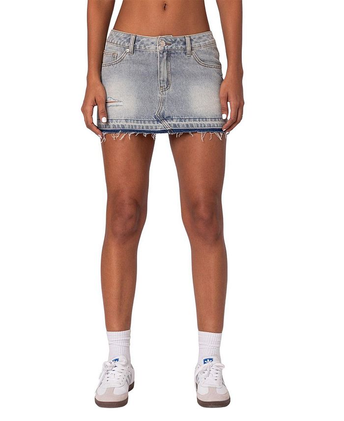 Edikted Priyanka Distressed Denim Mini Skirt Bloomingdale's