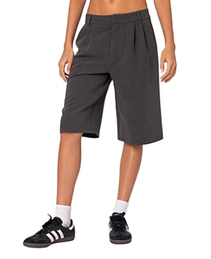 Shop Edikted Aelia Bermuda Trouser Shorts In Dark Gray