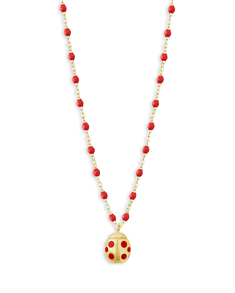Gigi Clozeau 18k Yellow Gold Voyage Ladybug Poppy Pendant Necklace, 16.1 In Red/gold