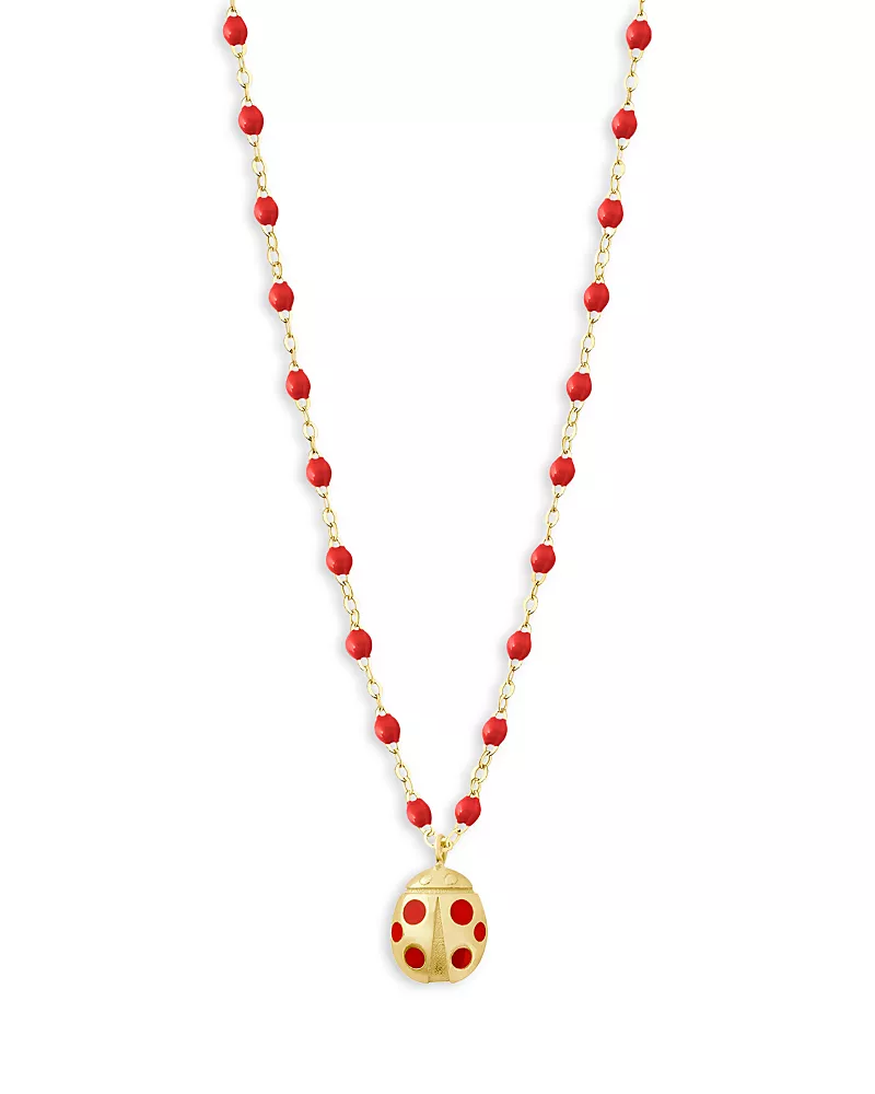 Gigi Clozeau 18K Yellow Gold Voyage Ladybug Poppy Pendant Necklace, 16.1