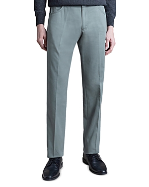 Shop Santorelli Platinum Luigi Cotton & Cashmere Regular Fit Pants In Sage