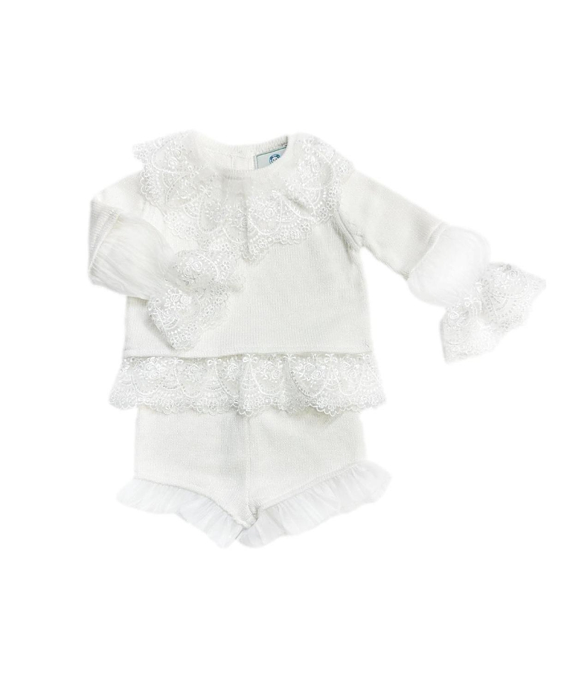 Petite Maison Kids Girls' Emma White Cotton and Lace Top and Shorts Set - Baby, Little Kid
