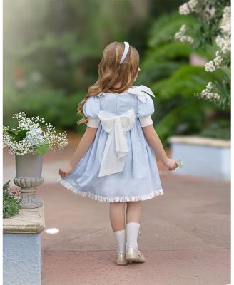 Girls&#39; Charlotte Baby Blue Linen Dress- Baby, Little Kid, Big Kid