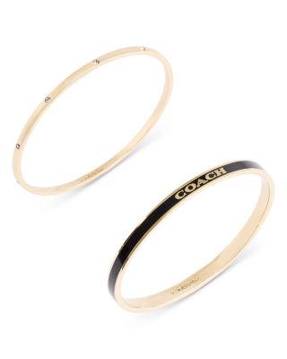 Pav&eacute; & Color Inlay Logo Bangle Bracelets, Set of 2
