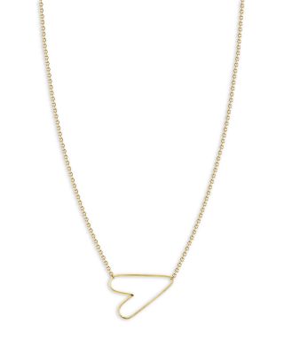 Zoë Chicco - Classic Hammered Heart Necklace in 14K Yellow Gold, 14"