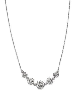 Bloomingdale's Fine Collection Diamond Flower Cluster Collar Necklace in 14K White Gold, 1.0 ct. t. w.