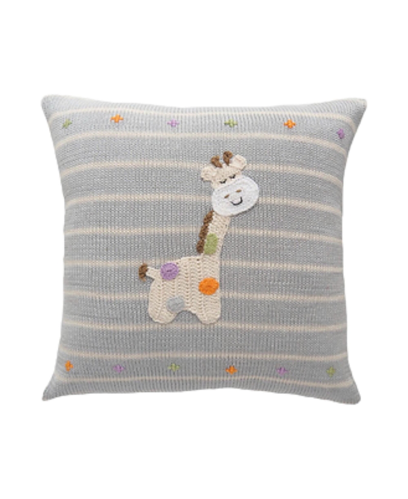 Melange Collection Knit Cotton 12 Spotted Giraffe Pillow In Grey
