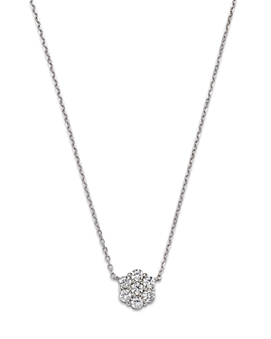 Bloomingdale's Diamond Flower Cluster Pendant Necklace In 14k White Gold, 0.25 Ct. T. W. In White