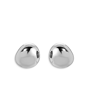 Shop Ettika Polished Pebble Stud Earrings In Silver