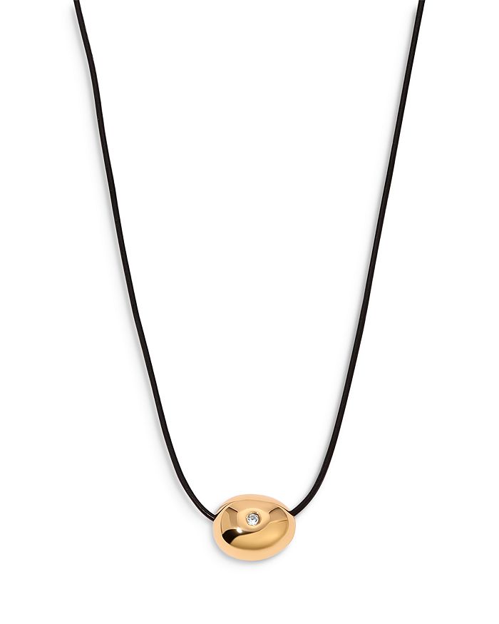 Ettika Pavé Polished Pebble Leather Pendant Necklace in 18K Gold Plated ...