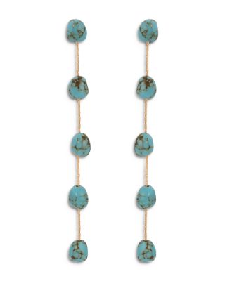 Ettika - Turquoise Linear Drop Earrings in 18K Gold Plated