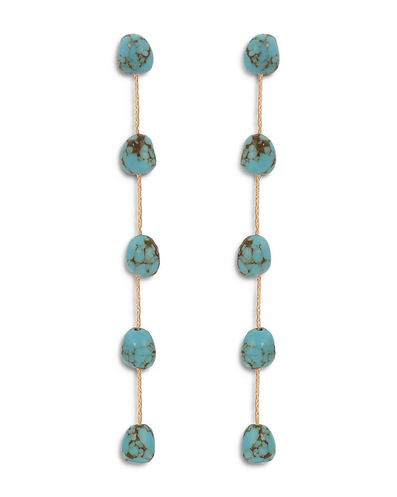 Ettika Turquoise Linear Drop Earrings in 18K Gold Plated