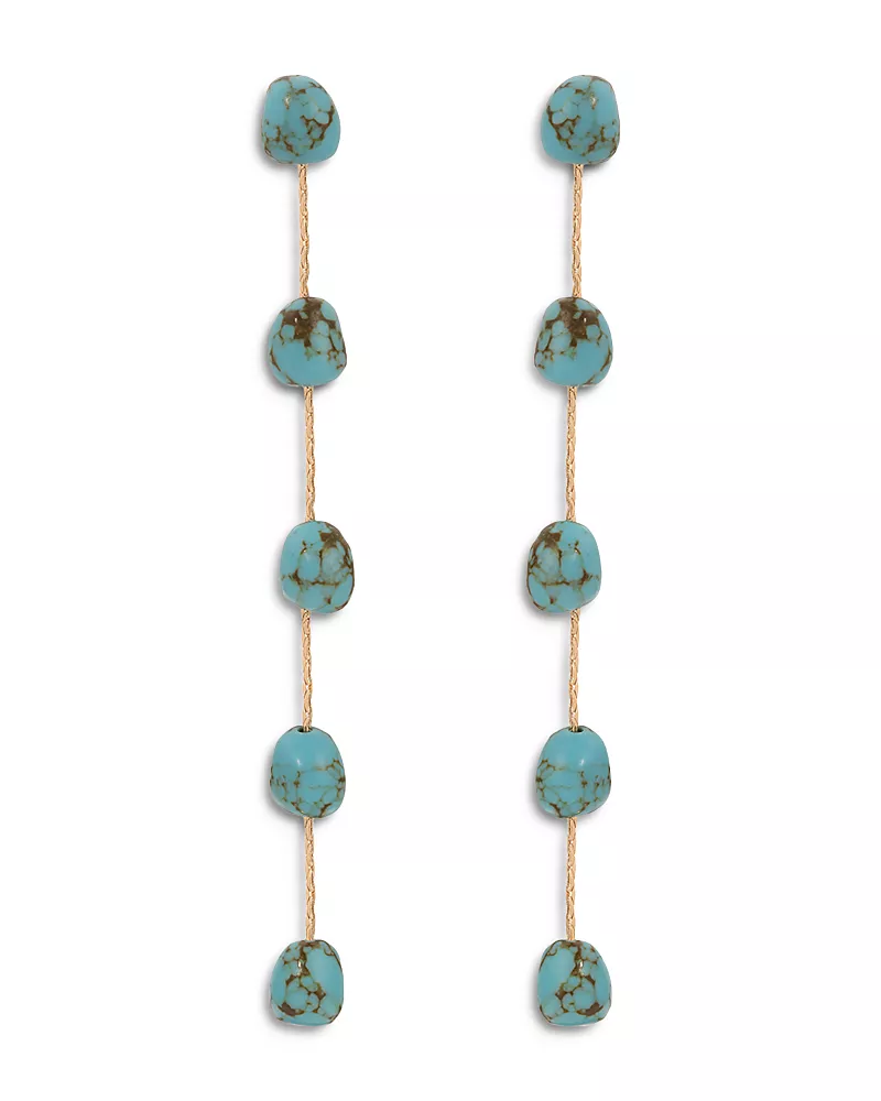 Ettika Turquoise Linear Drop Earrings in 18K Gold Plated