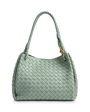 Bottega Veneta Parachute Large Intrecciato Leather Shoulder Bag In New Sauge/brass