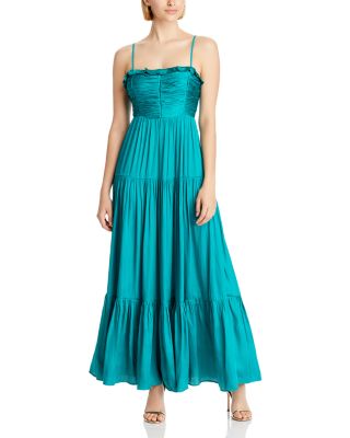 AQUA - Ruffled Satin Maxi Dress - Exclusive