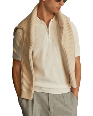 REISS - Textured Quarter Zip Polo Shirt