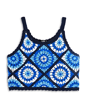 Shop Aqua Girls' Allover Crochet Top, Big Kid - 100% Exclusive In Blue