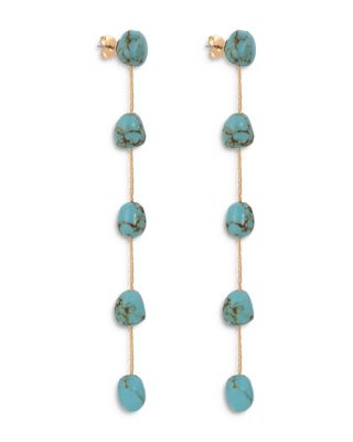 Turquoise Linear Drop Earrings in 18K Gold Plated