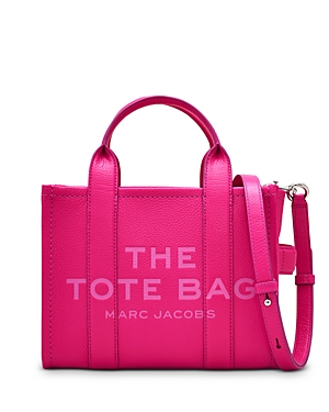 Shop Marc Jacobs The Leather Small Tote In Hot Pink