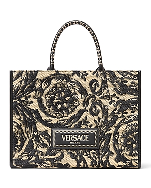 Shop Versace Athena Jacquard Tote In Multicolor