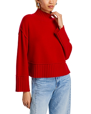 Aqua Cashmere Boxy Mock Neck Cashmere Sweater - 100% Exclusive In Red