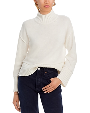Aqua Cashmere Boxy Mock Neck Cashmere Sweater - 100% Exclusive In White
