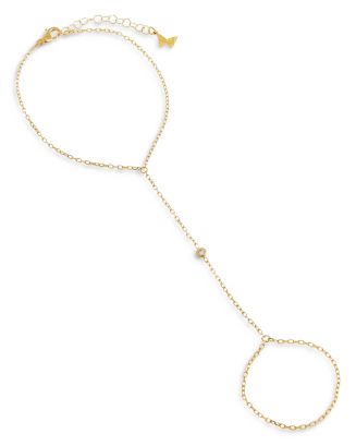 By Adina Eden Cubic Zirconia Hand Chain Bracelet in 14K Gold Plated ...