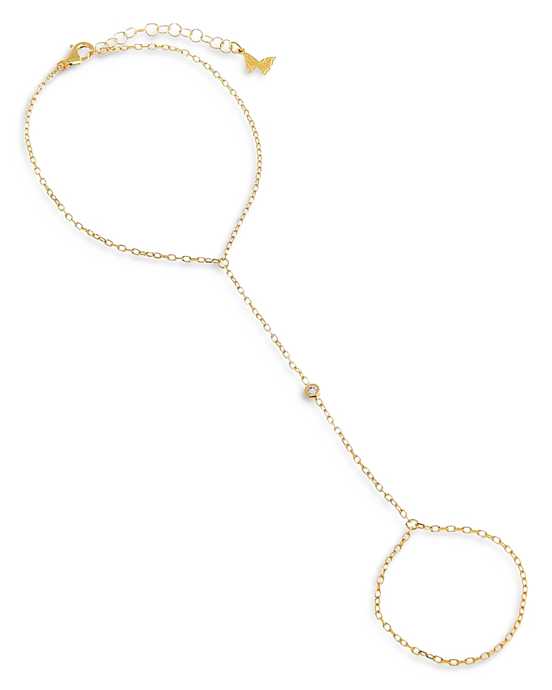 By Adina Eden Cubic Zirconia Hand Chain Bracelet In 14k Gold Plated Sterling Silver In Gold