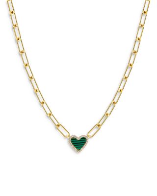 By Adina Eden Pave & Gemstone Heart Pendant Necklace in 14K Gold Plated, 15