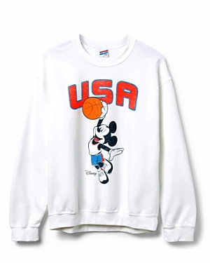 Junk Food Clothing Usa Mickey Basketball Flea Market Fleece Sweatshirt In White