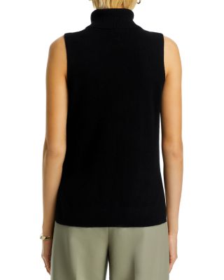100% Cashmere Split Hem Turtleneck Tank - Exclusive