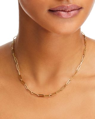 18K Yellow Gold Paperclip Link Chain Necklace, 17" or 22"