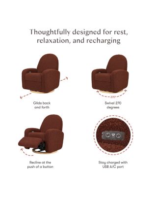 Nami Electronic Recliner and Swivel Glider Recliner in Teddy Loop with USB Port