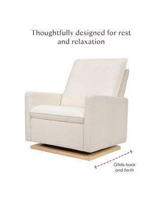 Cali Chantilly Fleece Pillowback Chair and a Half Glider With Light Wood Base