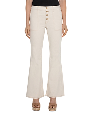 Shop Liverpool Los Angeles Hannah High Rise Utility Flare Jeans In Seaside Dune