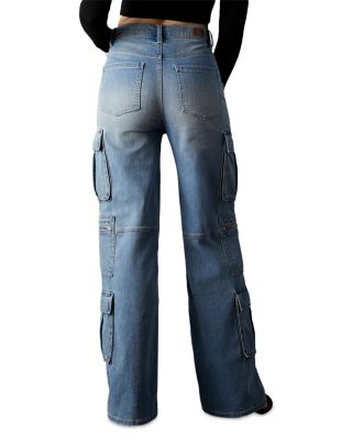 On Duty High Rise Wide Leg Cargo Jeans in Athens