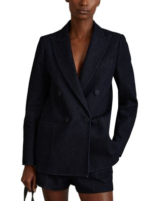 【海外限定】REISSブレザー☆Maya Double Breasted Denim Suit: Reiss Double Breasted Denim Suit: Blazer in Dark Blue | REISS