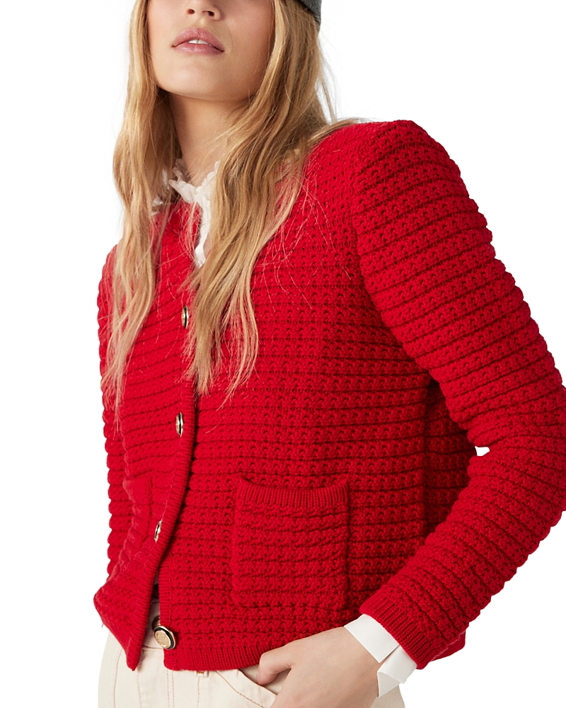 Ba&sh Ba & Sh Gaspard Crewneck Cardigan Sweater In Red