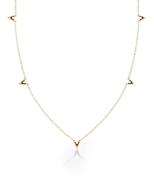 Lab Grown Diamond Round Brilliant V Petite Station Necklace in 14K Gold, .10 ct. t.w.