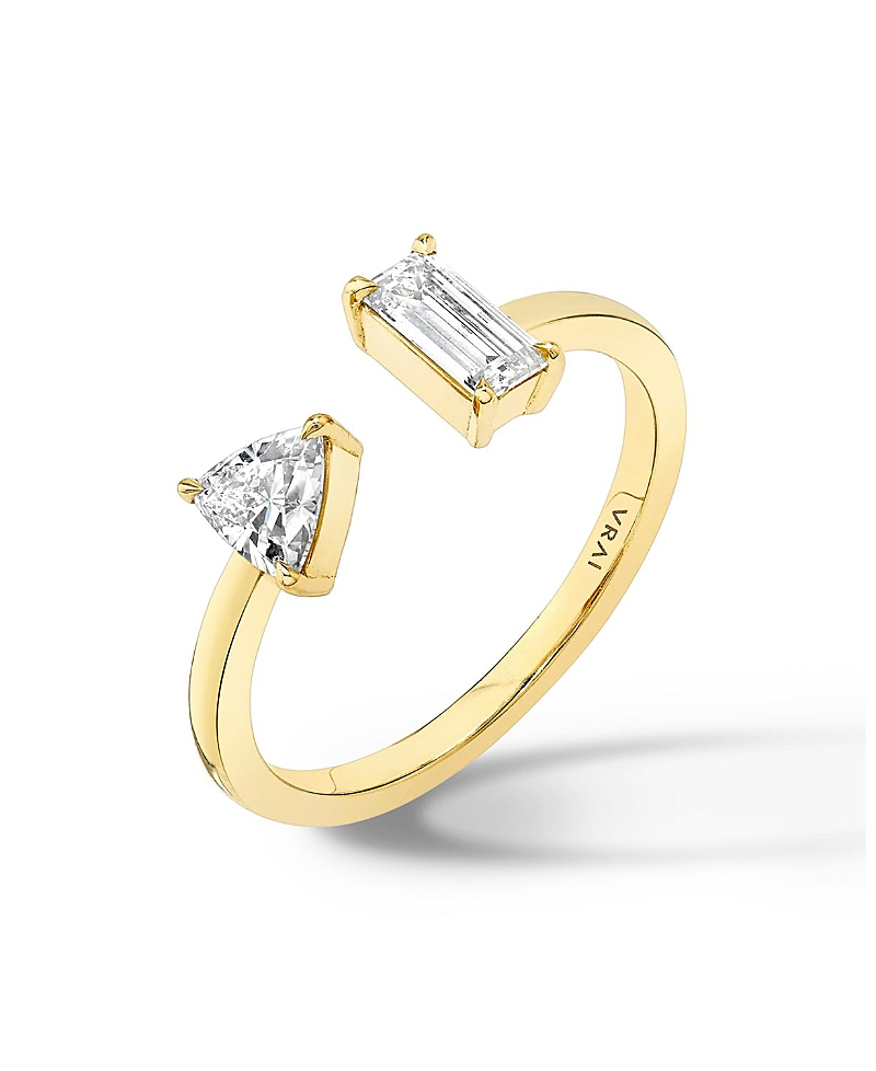 Vrai Mixed Lab-grown Diamond Cuff Ring In 14k Yellow Gold, .50ctw Baguette & Trillion Lab Grown Diamonds In K Yellow Gold