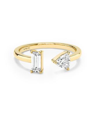 VRAI - Mixed Lab-Grown Diamond Cuff Ring in 14K Yellow Gold, .50ctw Baguette & Trillion Lab Grown Diamonds