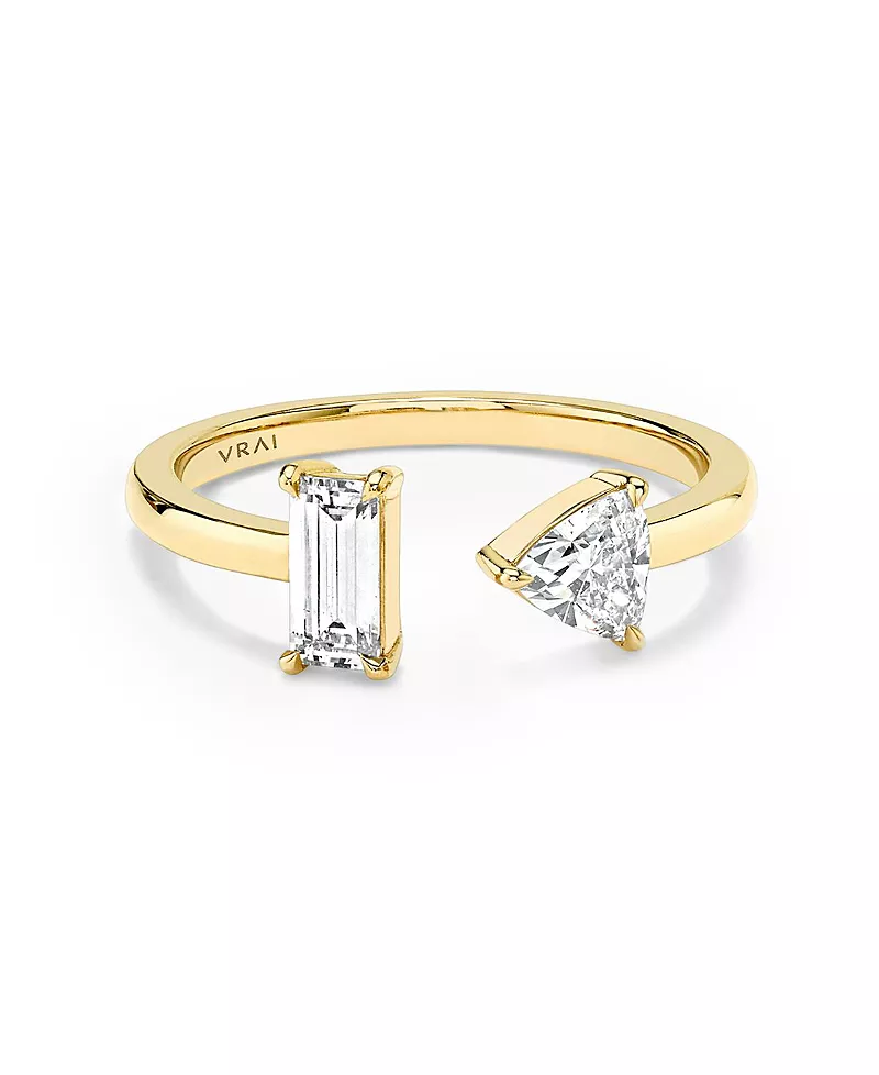 Vrai Mixed Lab-Grown Diamond Cuff Ring in 14K Yellow Gold, .50ctw Baguette & Trillion Lab Grown Diamonds