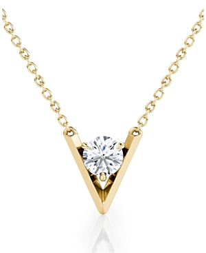 Shop Vrai Lab Grown Diamond Round Brilliant V Necklace In 14k White Gold And Gold, .50 Ct. T.w.