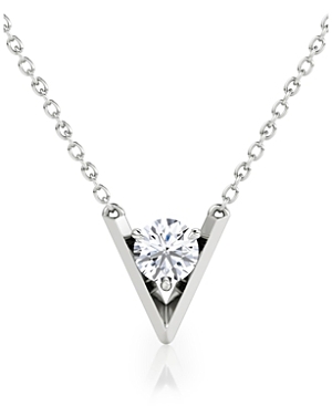 Lab Grown Diamond Round Brilliant V Necklace in 14K White Gold and Gold, .50 ct. t.w.
