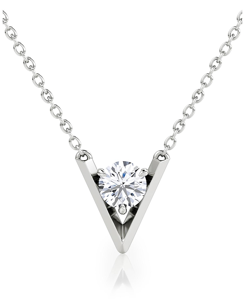 Vrai V Solitaire Necklace in 14K Yellow Gold, .50ctw Round Brilliant Lab Grown Diamond, 16-18" · 18