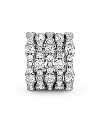 5 Row Pav&eacute; Ring in 14K White Gold, 7.80tw Round Brilliant Lab Grown Diamonds