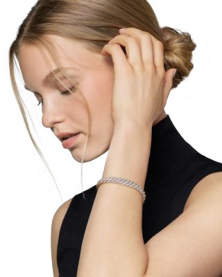 Sculpted Cable Bracelet in 18K Yellow Gold with Diamonds, 8.5mm