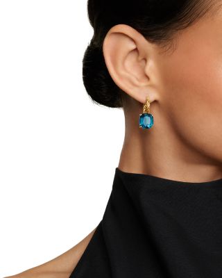 Marbella Drop Earrings in 18K Yellow Gold with Hampton Blue Topaz, 25mm