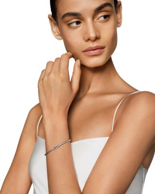 Sterling Silver Classic Cable Pav&eacute; Diamond Buckle Bracelet